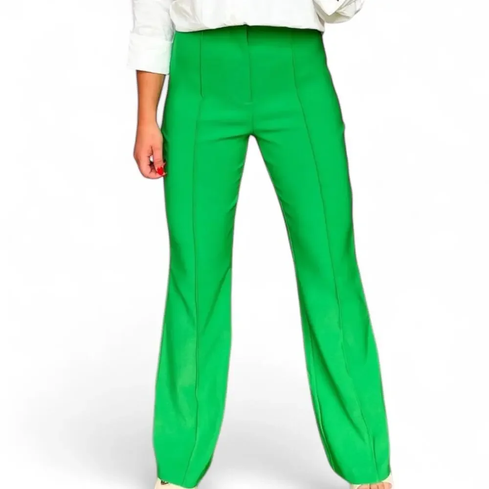 TOPSHOP pintuck high waist dress pants trousers bright kelly green NWT Women's 8 - Picture 1 of 11